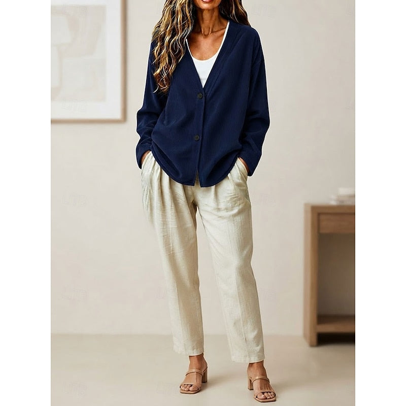 Selene | Relaxed V-Neck Button Cardigan Image