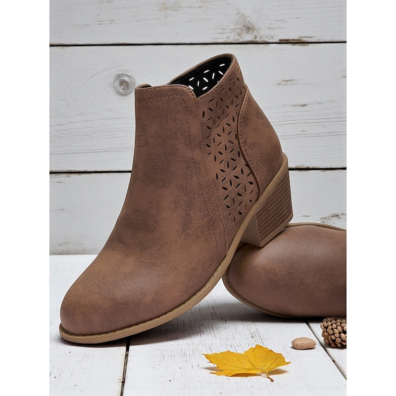 Hollis | Cutout Low-Heel Ankle Boots Image