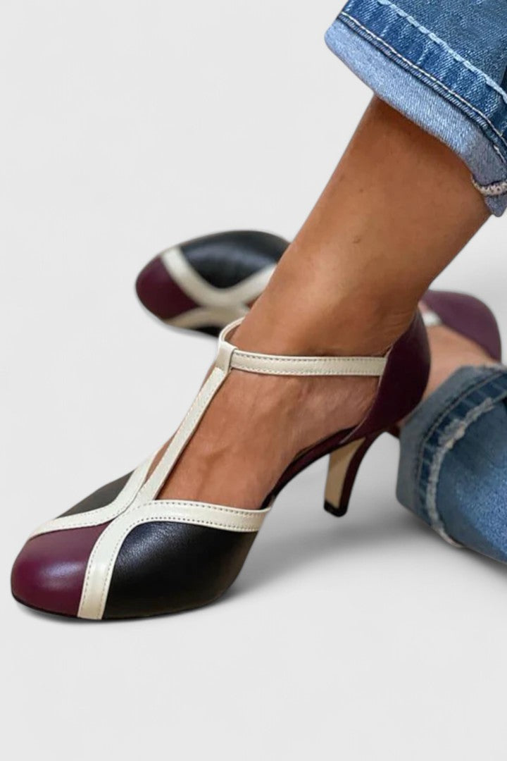Rachel | Comfortable Color Block Heels Image