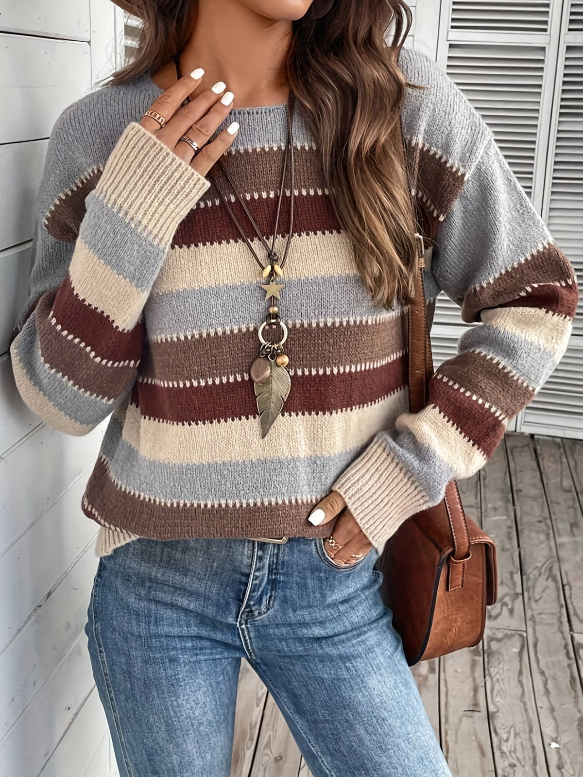 Maren | Cozy Striped Round-Neck Sweater Image