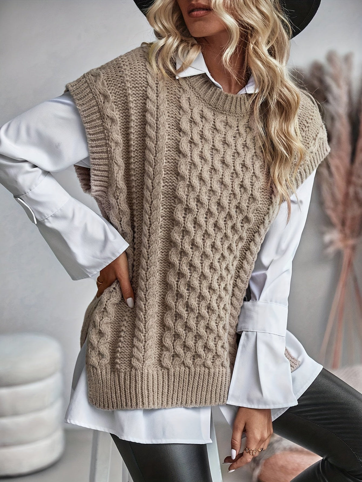 Bridget | Cozy Cable-Knit Sweater Vest Image