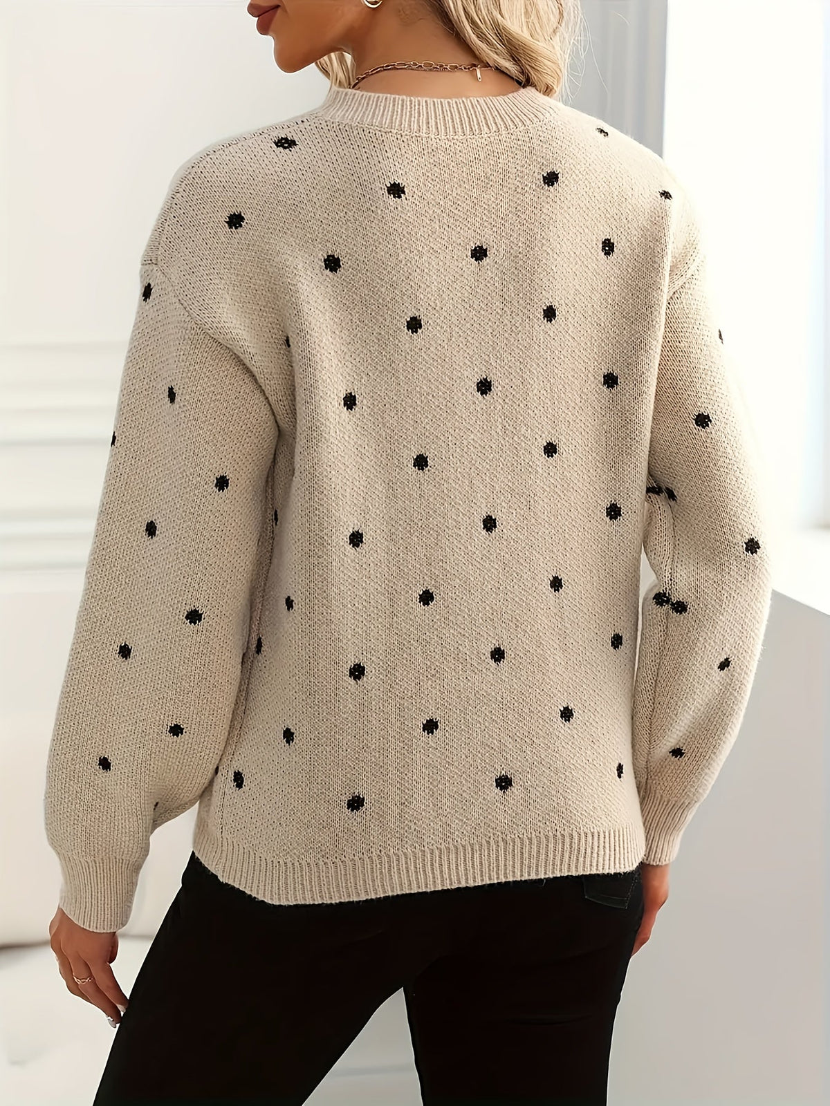 Isabel | Polka Dot Crew Neck Sweater Image