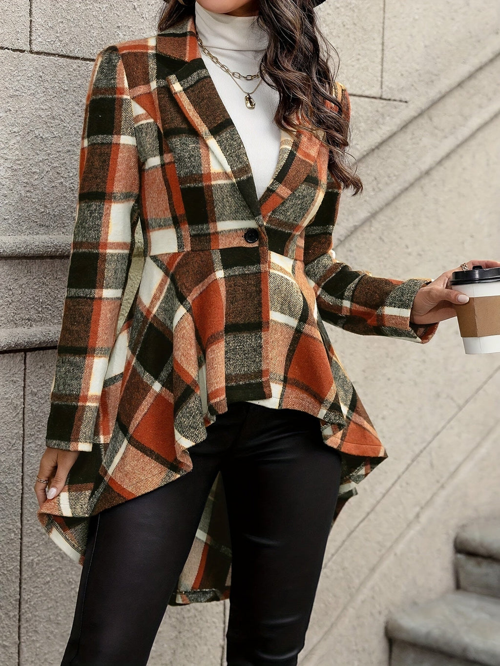 Adele | Draped Plaid Jacket