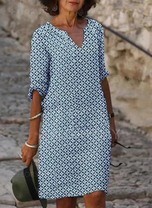 Celia | Vintage Split-Neck Summer Dress