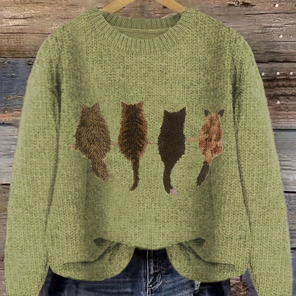 Tamara | Cozy Cat-Print Sweater
