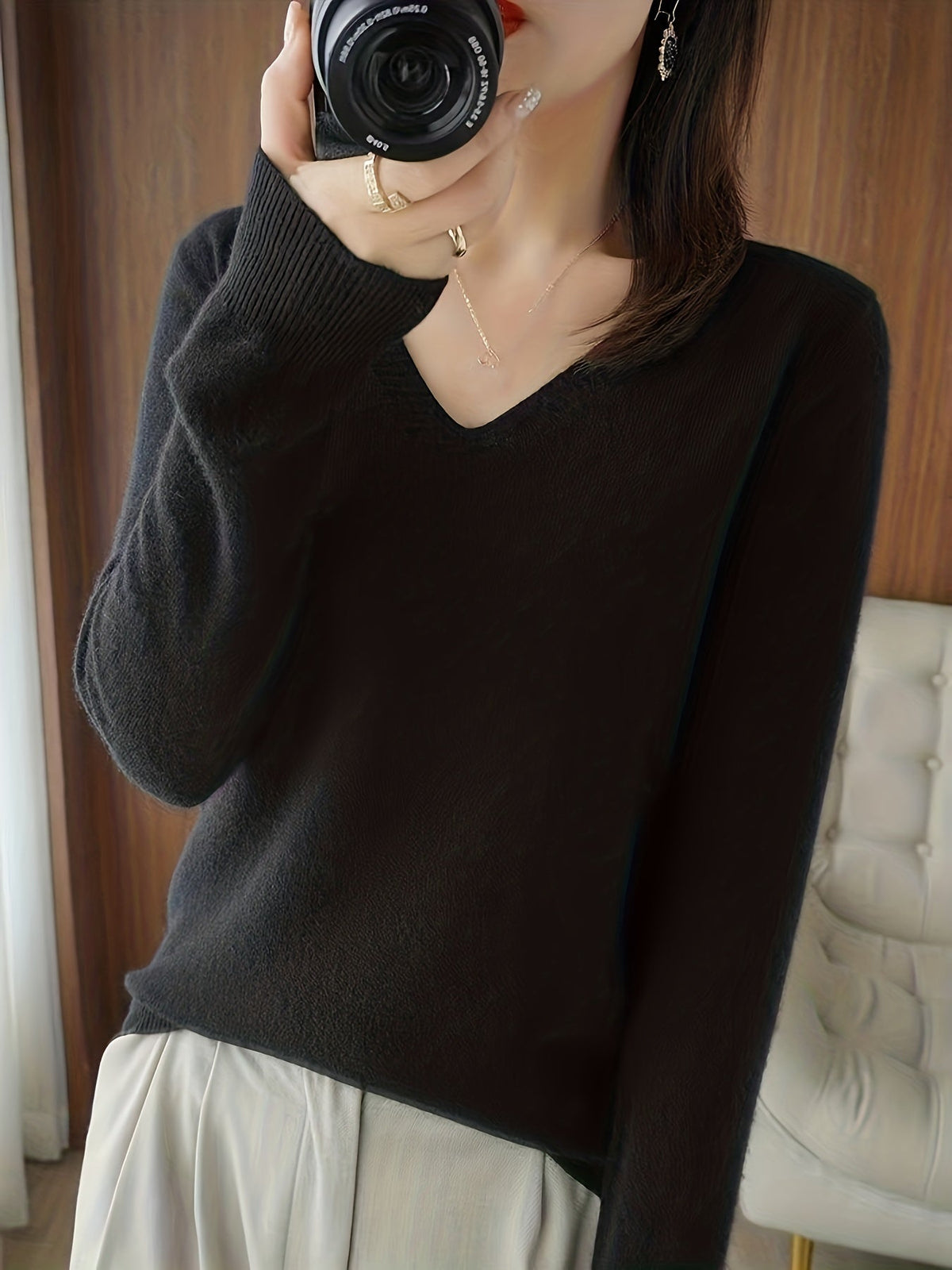 Selene | Soft V-Neck Sweater Image