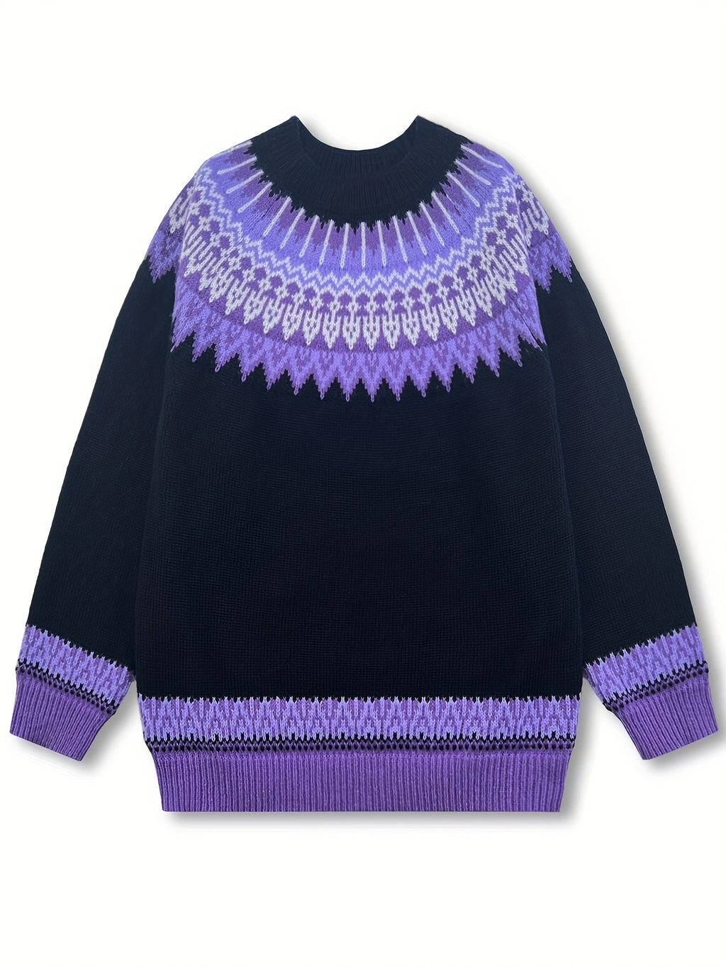 Brenna | Chunky Jacquard Round Neck Sweater