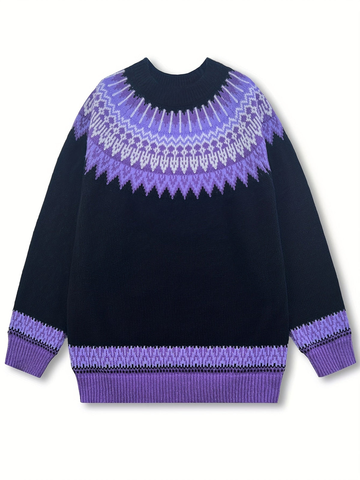 Brenna | Chunky Jacquard Round Neck Sweater