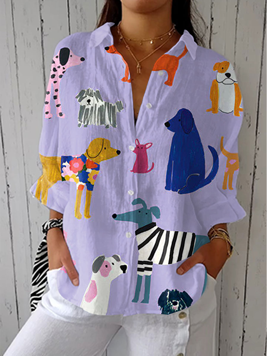 Sandra | Everyday Dog Design Button Blouse Image