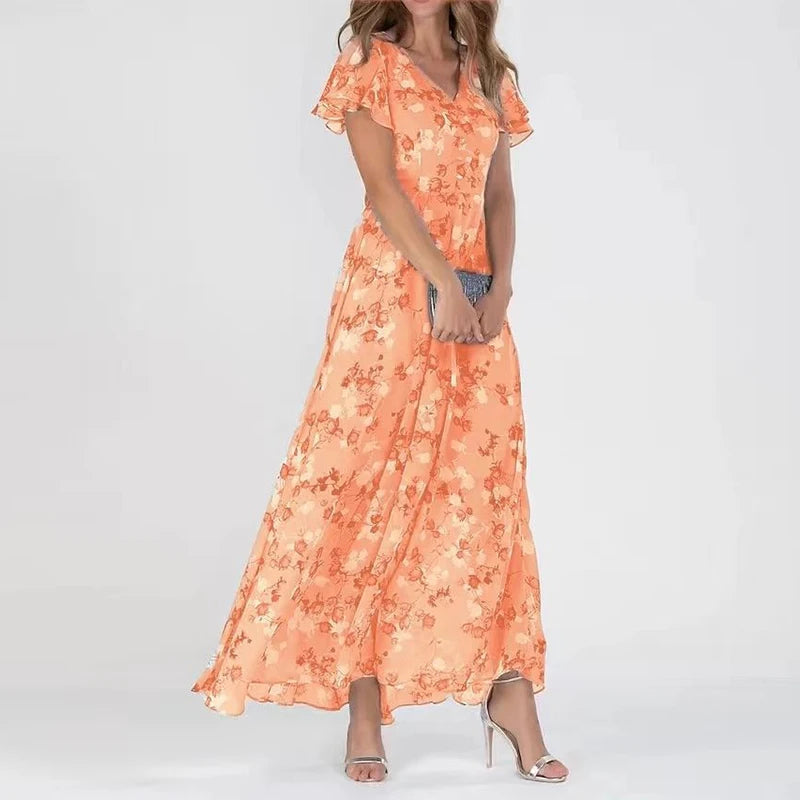 Lilia | Elegant Floral Short Sleeve Dress Image