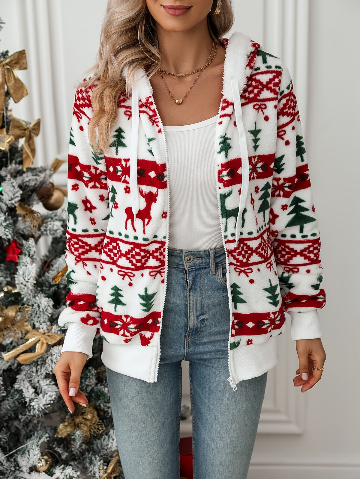 Coraline | Cozy Christmas Hooded Zip Cardigan Image