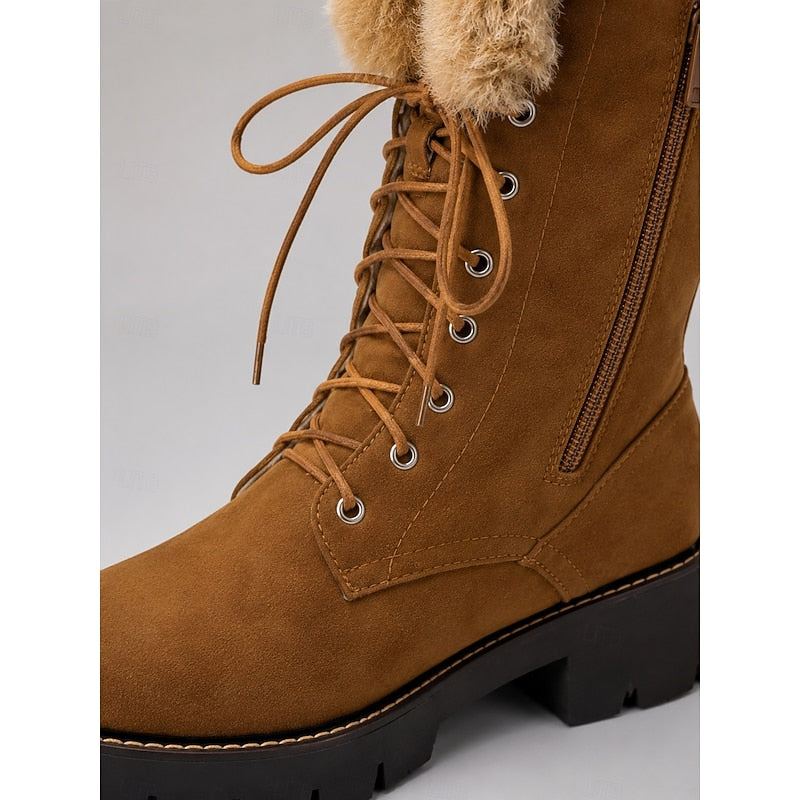 Aurelia | Cozy Lace-Up Knee-High Winter Boots Image
