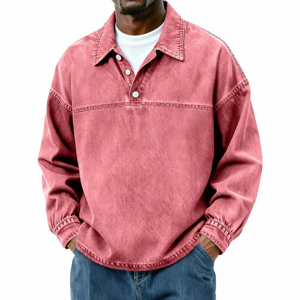 Gabriel | Washed Long Sleeve Polo Shirt Image