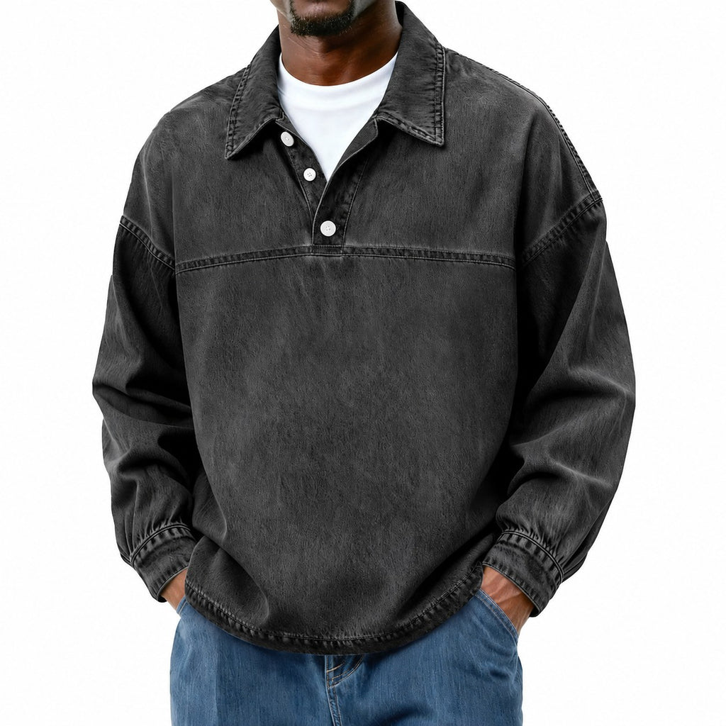 Gabriel | Washed Long Sleeve Polo Shirt