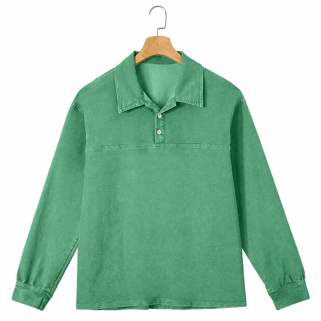 Gabriel | Washed Long Sleeve Polo Shirt