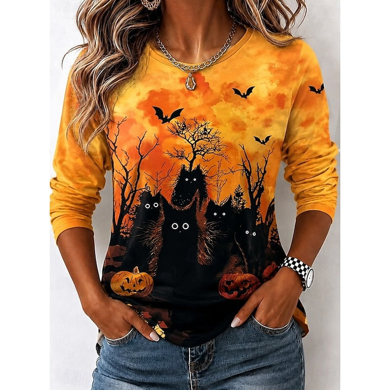 Autumn | Halloween Witch Graphic Long Sleeve Top Image