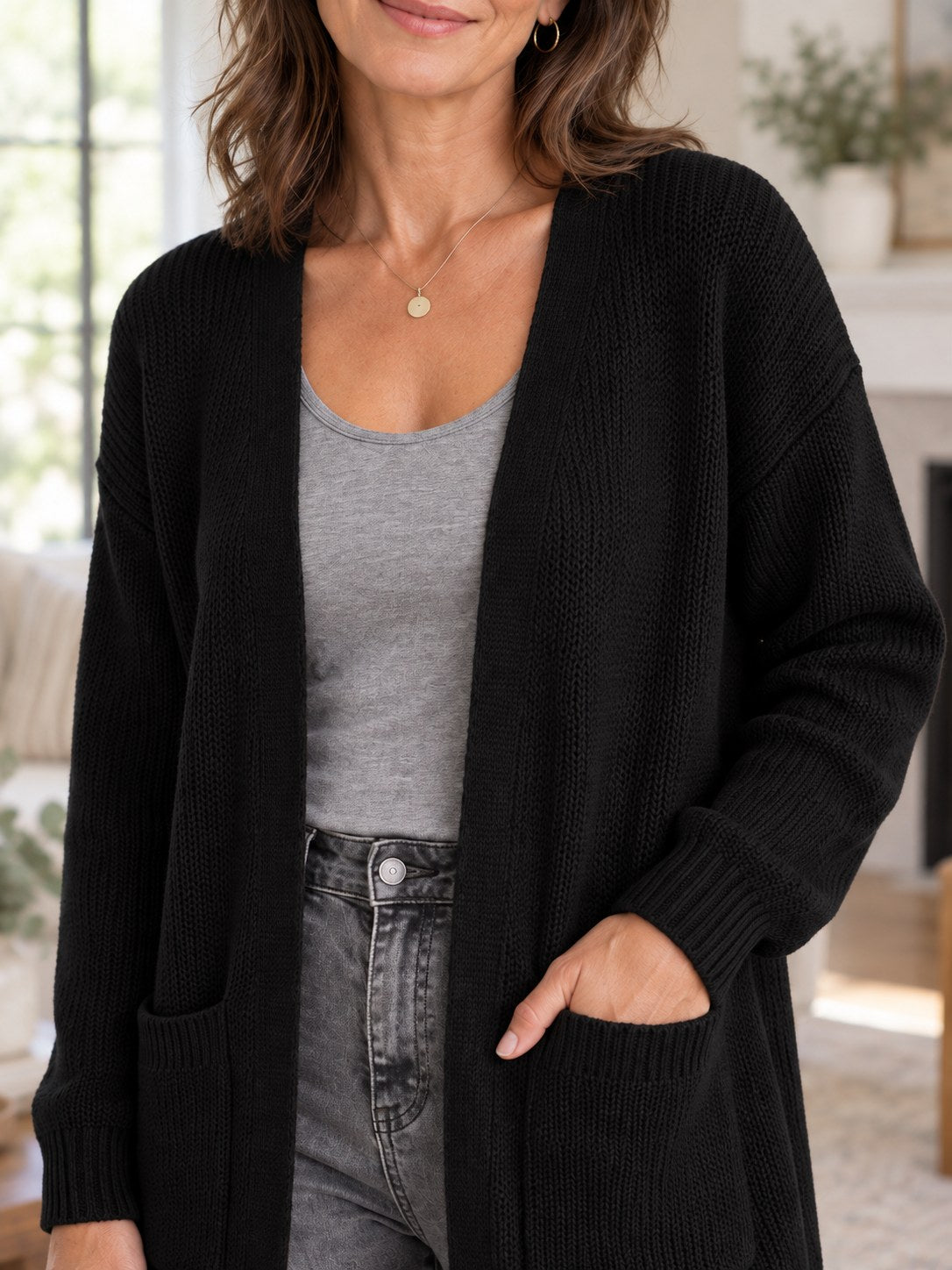 Genevieve | Longline Open-Front Cardigan