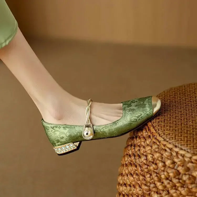 Camille | Vintage Braided Pearl Strap Shoes Image