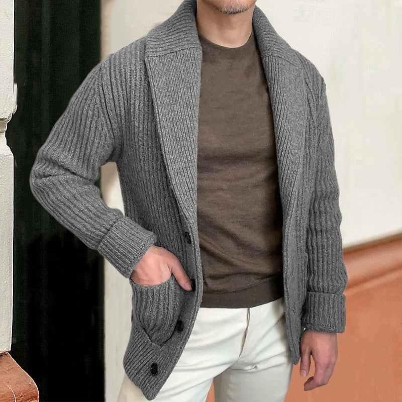 Bradley | Shawl Collar Ribbed Cardigan Image