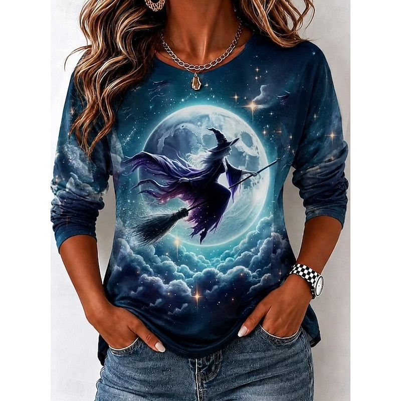 Autumn | Halloween Witch Graphic Long Sleeve Top Image