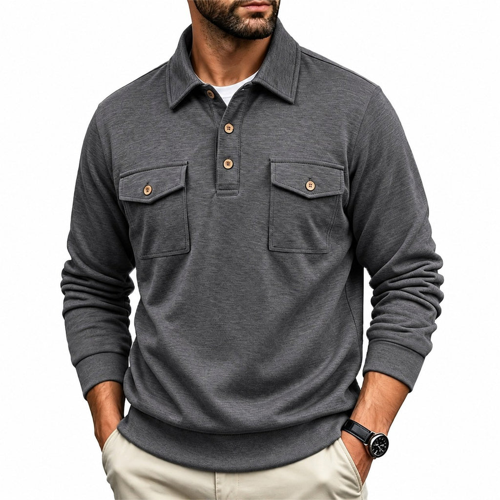 Harold | Refined Long-Sleeve Pocket Polo Shirt