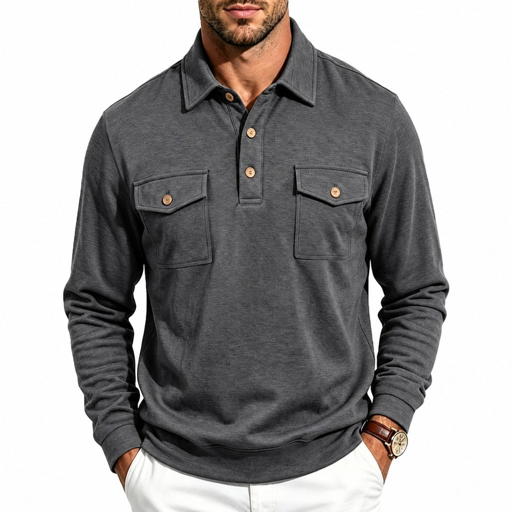 Harold | Refined Long-Sleeve Pocket Polo Shirt