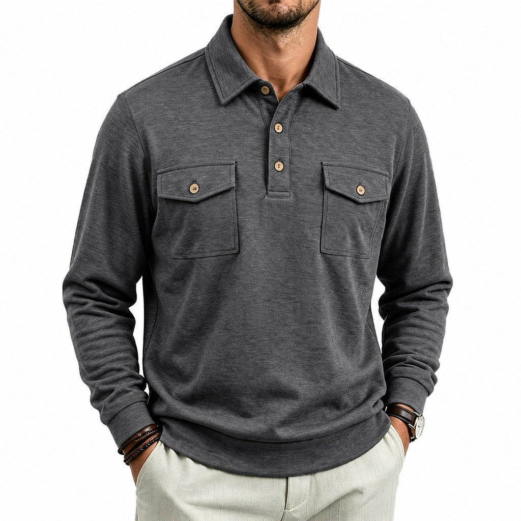 Harold | Refined Long-Sleeve Pocket Polo Shirt
