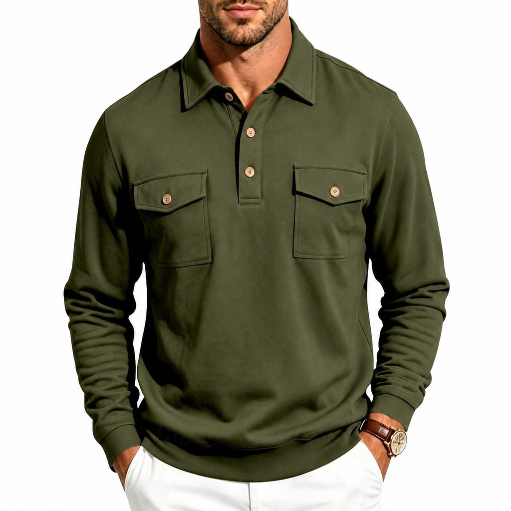 Harold | Refined Long-Sleeve Pocket Polo Shirt