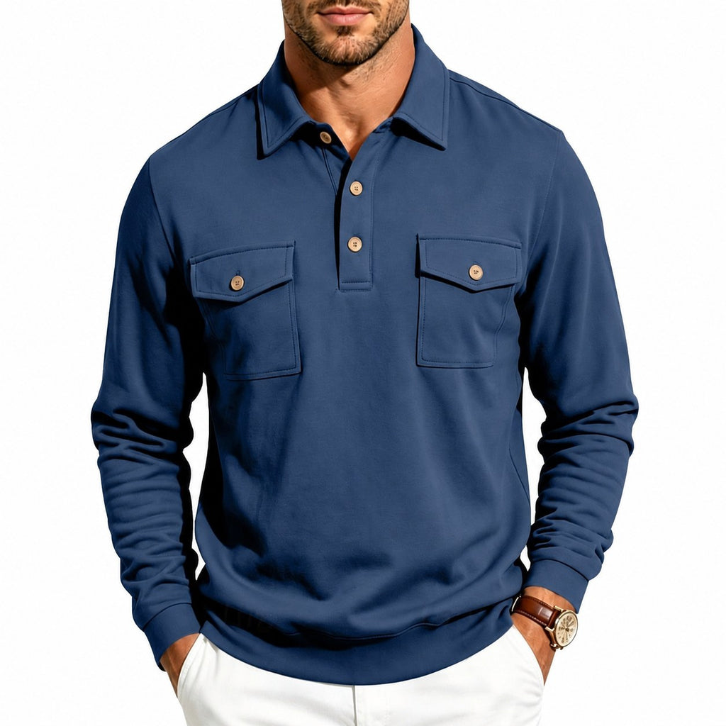 Harold | Refined Long-Sleeve Pocket Polo Shirt