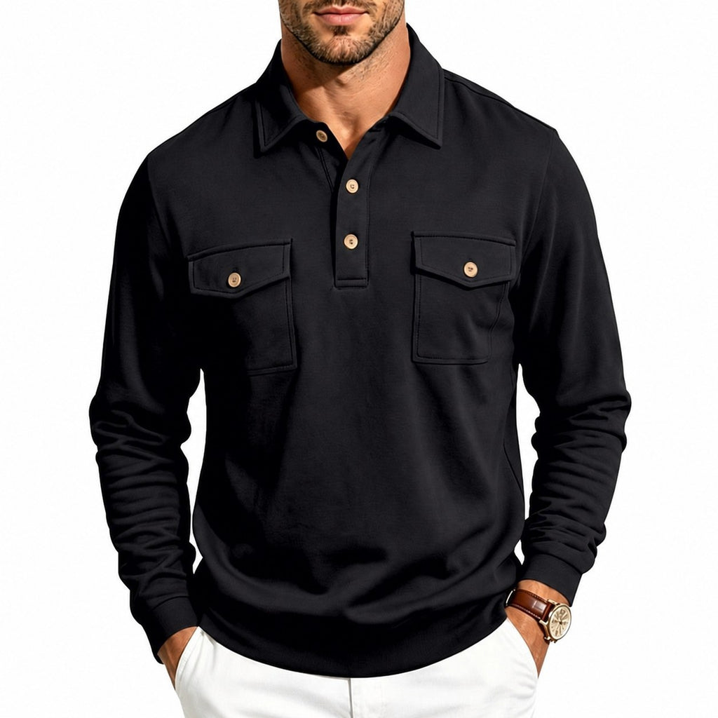 Harold | Refined Long-Sleeve Pocket Polo Shirt