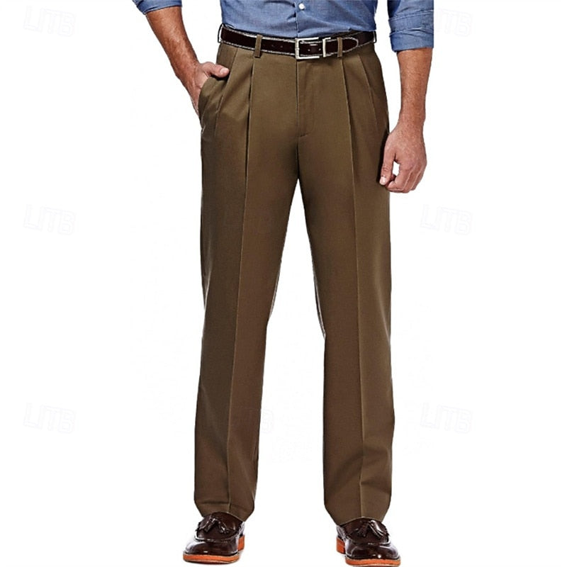 Preston | Pleated Straight-Leg Dress Trousers Image
