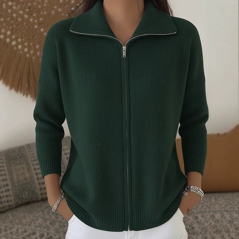 Claudia | Stand Collar Zip Cardigan Image