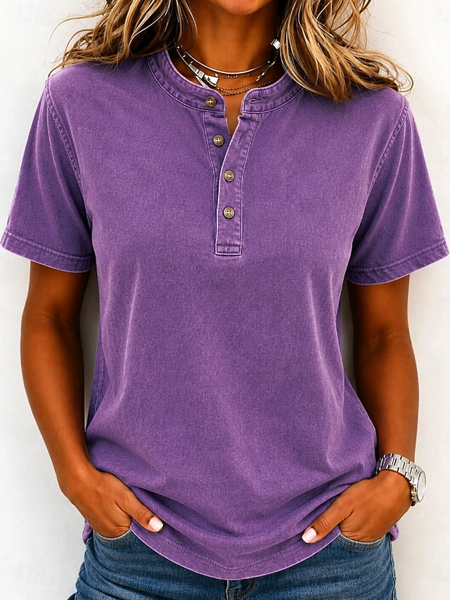 Nora | Relaxed Button-Neck Top Image