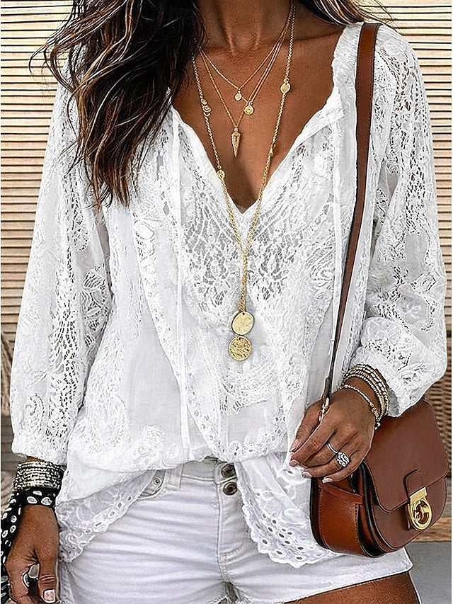 Estelle | Boho Lace-Detail Blouse Image