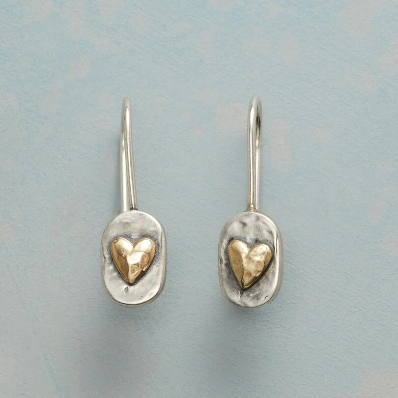 Joelle | Gold and Silver Heart Earrings Image