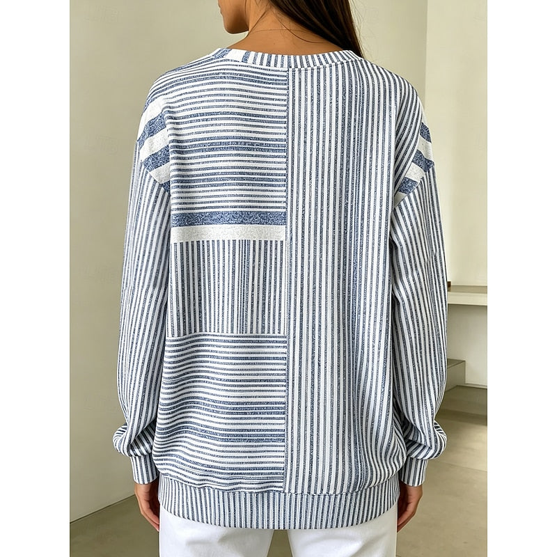Adelaide | Striped Colorblock Crew Neck Sweatshirt Image