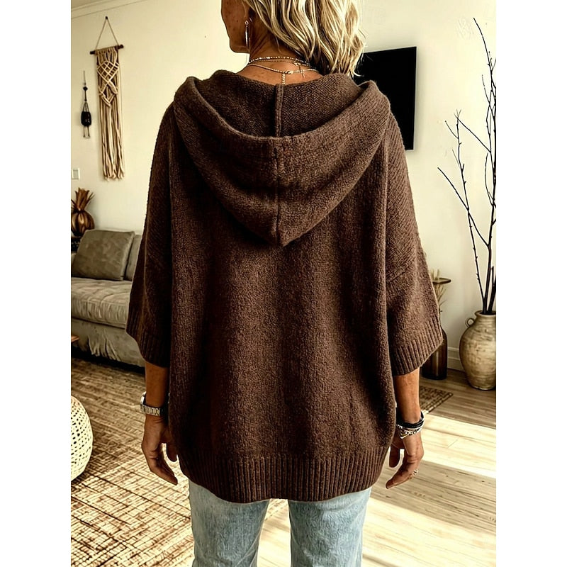 Harriet | Cozy Hooded Open-Front Cardigan Image