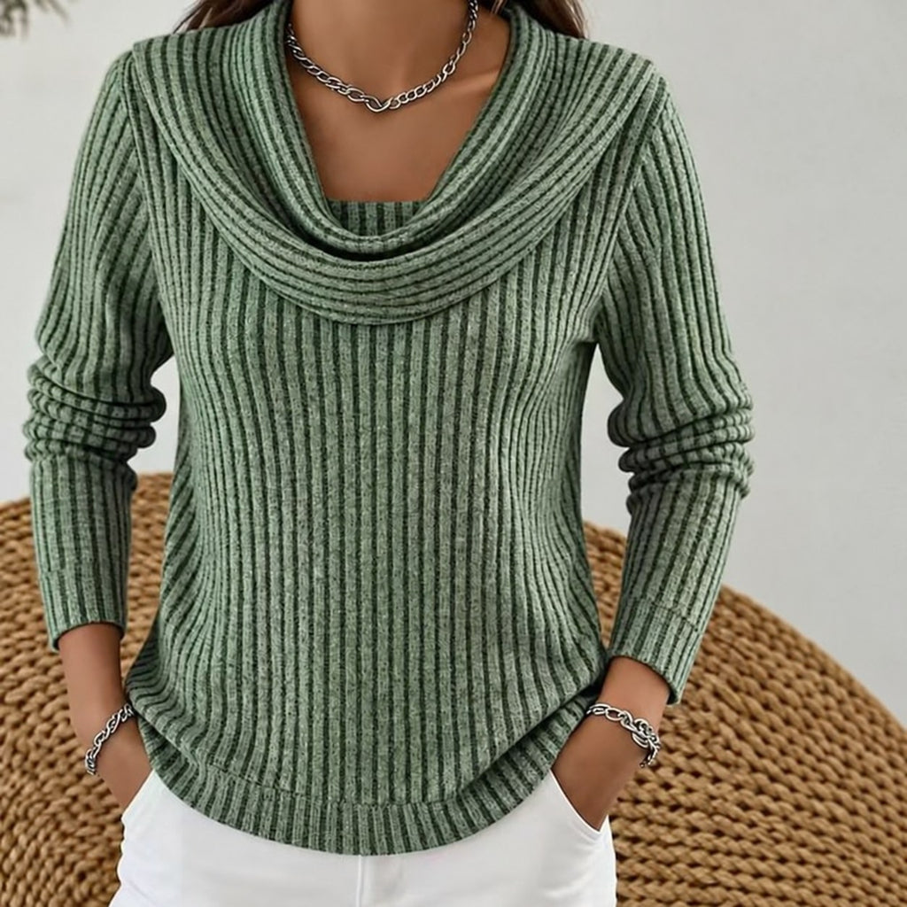 Isadora | Cowl-Neck Ribbed Top