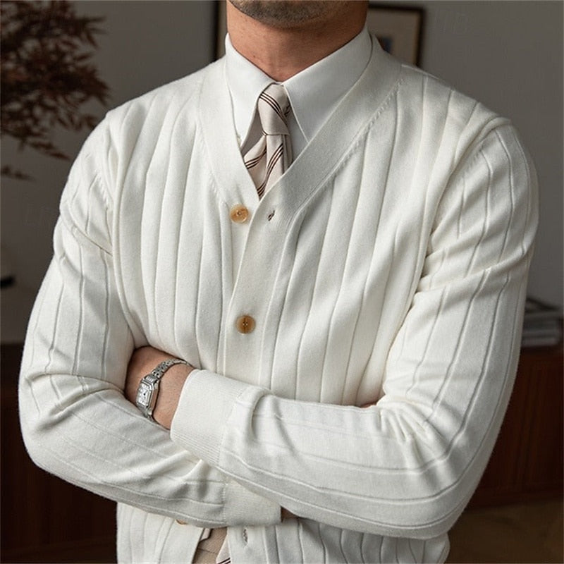 Vincent | Ribbed V-Neck Button Cardigan Image