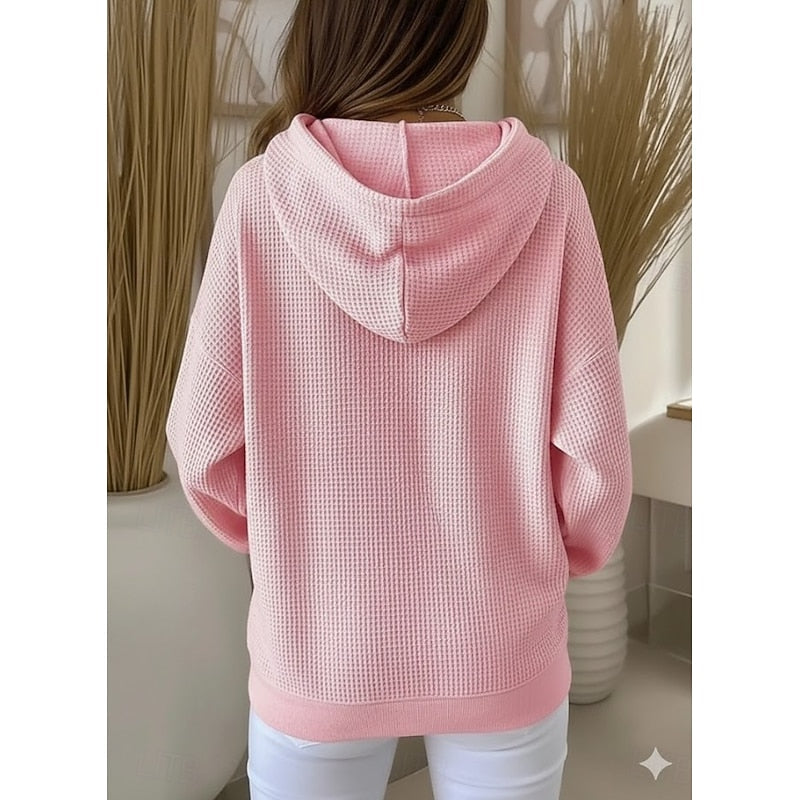 Harper | Textured Drawstring Hoodie Image