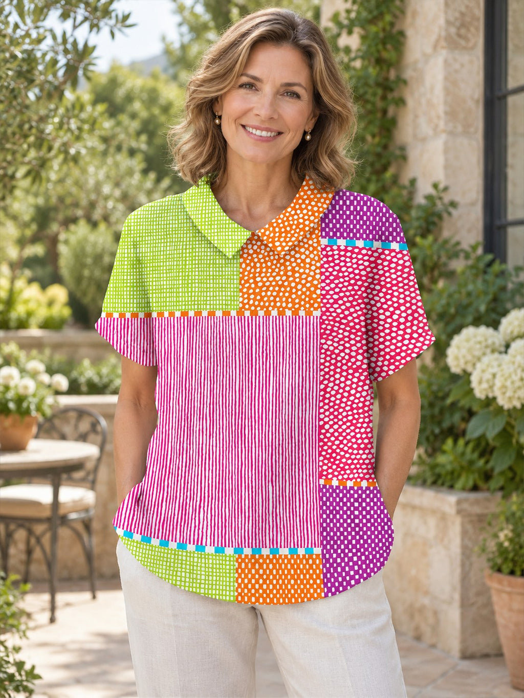 Jessica | Stylish Colorful Patchwork Shirt