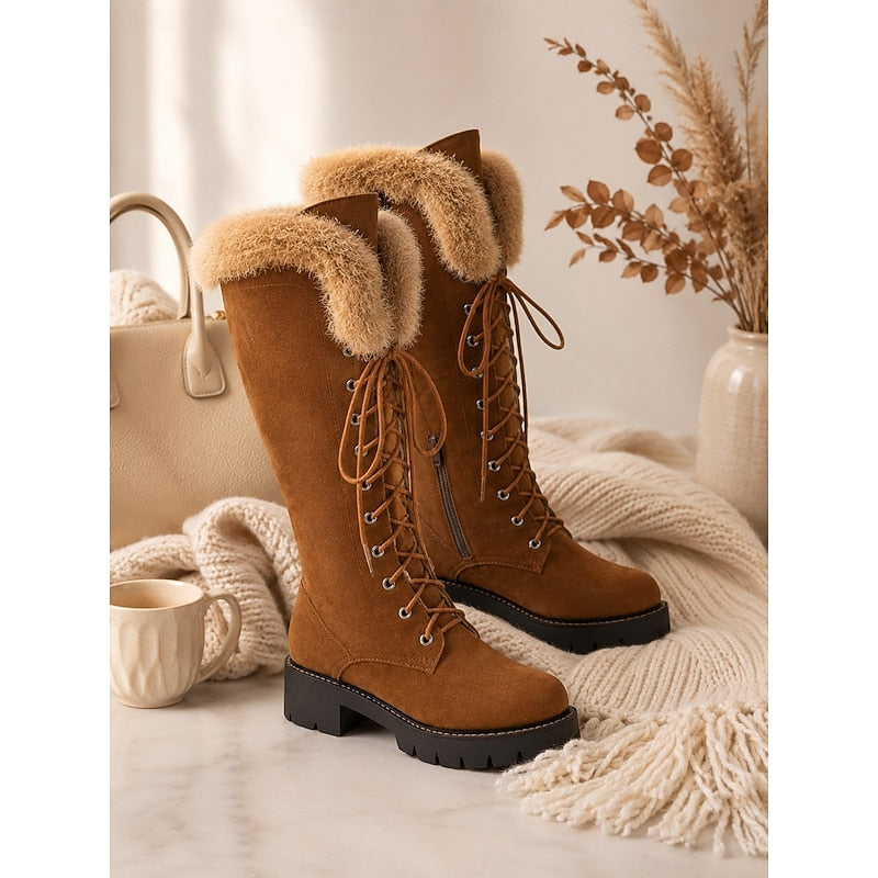 Aurelia | Cozy Lace-Up Knee-High Winter Boots Image