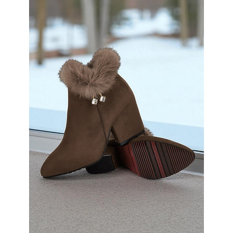 Claire | Fur-Trimmed Block Heel Ankle Boots Image