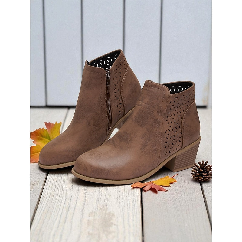 Hollis | Cutout Low-Heel Ankle Boots Image