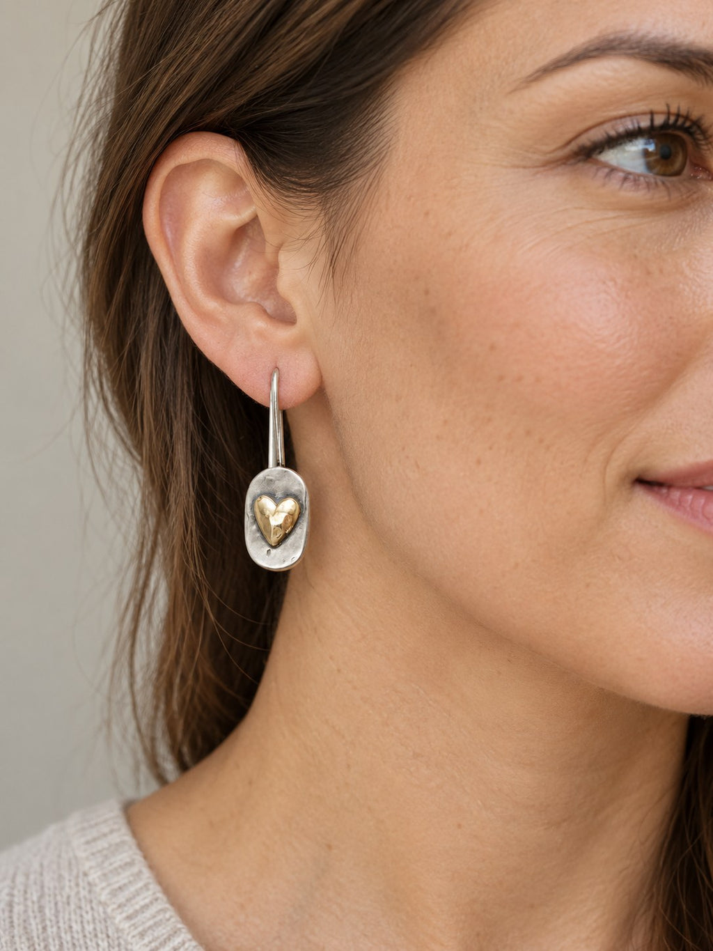 Joelle | Gold and Silver Heart Earrings