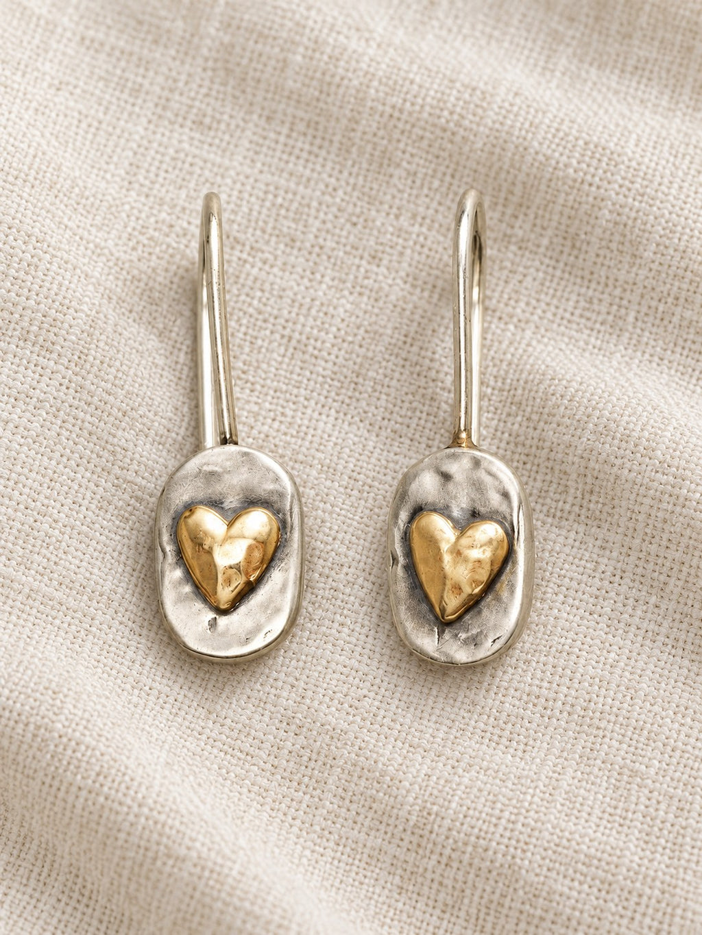 Joelle | Gold and Silver Heart Earrings