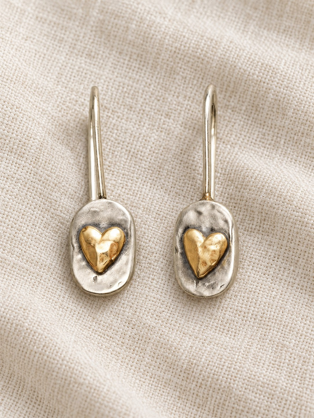 Joelle | Gold and Silver Heart Earrings Image