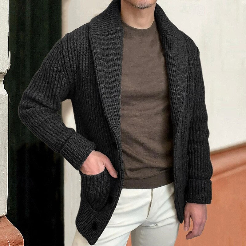 Bradley | Shawl Collar Ribbed Cardigan Image