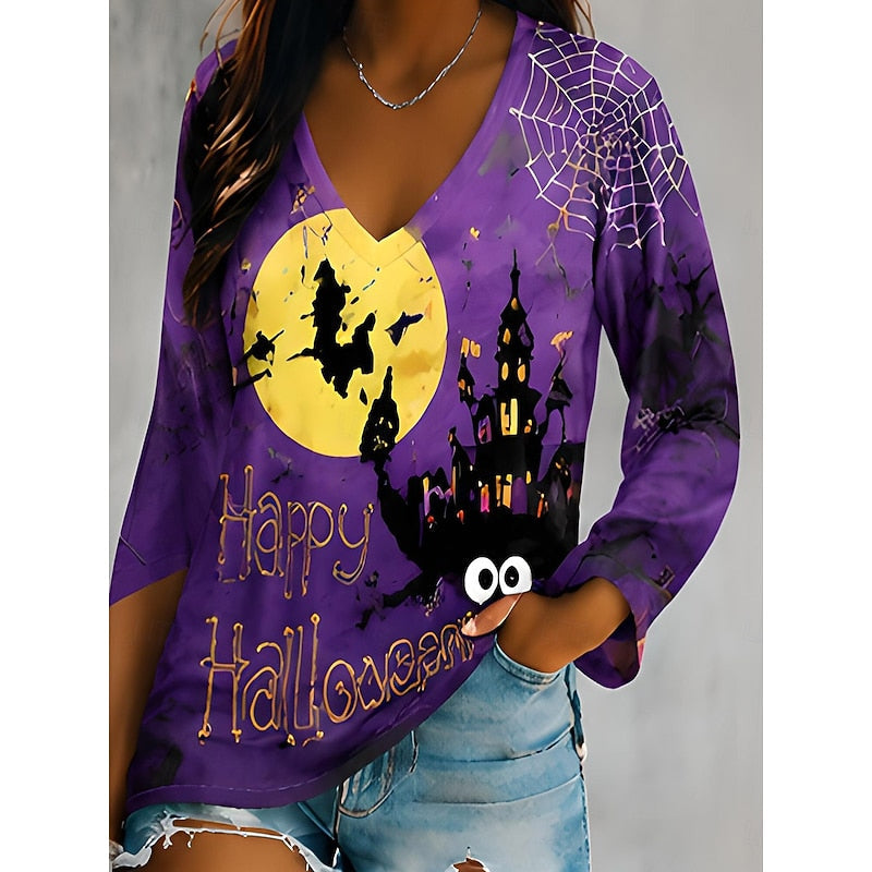 Autumn | Halloween Graphic V-Neck Top Image