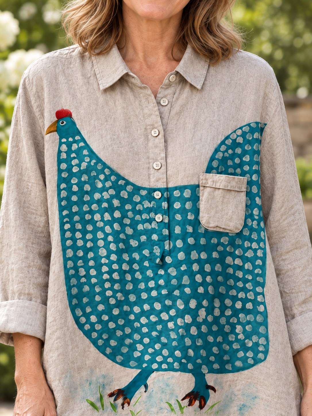 Keisha | Modern Chicken Print Blouse Image